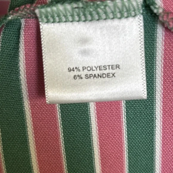 Peter Millar Polo Shirt L Summer Comfort Golf Striped Pink Green Make A Wish - Picture 7 of 8